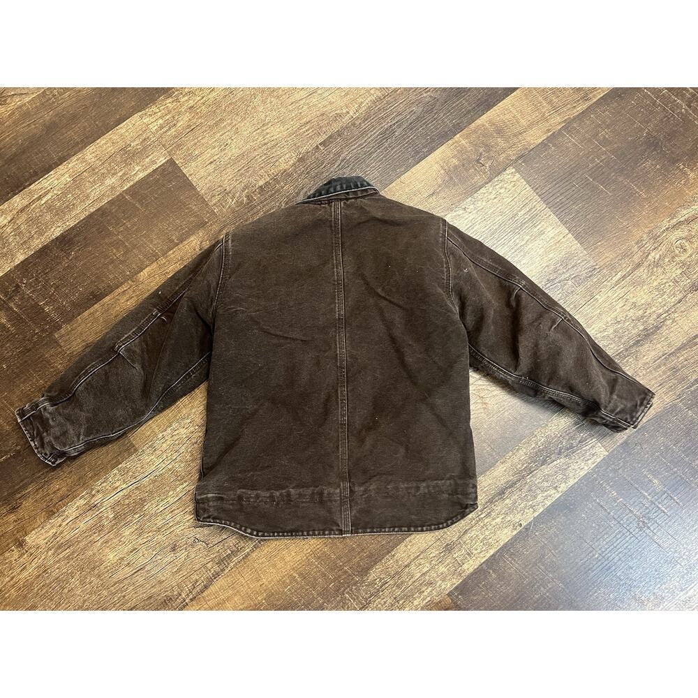 carhartt detroit jacket youth kids Medium brown faded sherpa lined workwear vtg - Picture 7 of 8